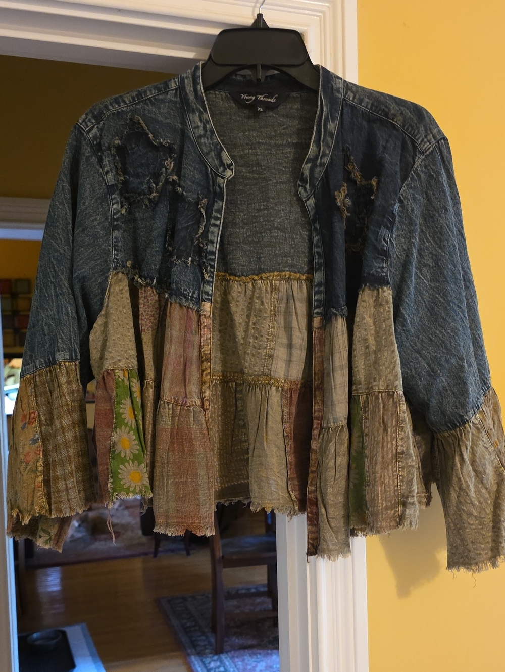 NWOT Vintage-Inspired Patchwork Denim Jacket